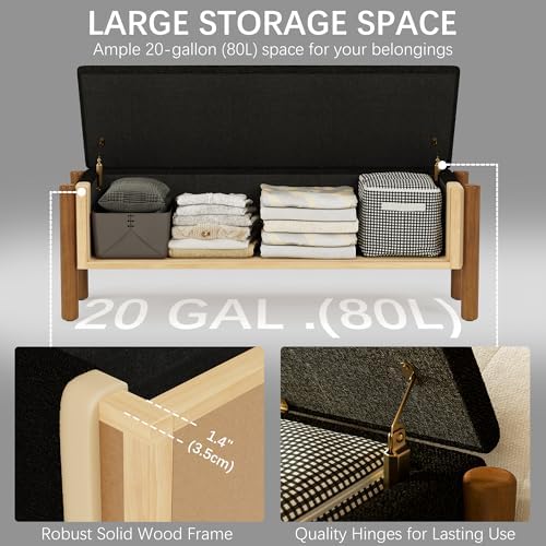 Modern Storage Benches with Walnut Wood Legs, Fabric Upholstered Entryway Bench - Image 6