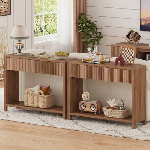 FATORRI Console Table with Storage, Mid-Century Farmhouse Entryway Table with - Image 7