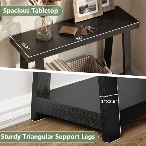 Black Console Table, 500lbs Heavy Duty Behind Couch Sofa Table, Hallway Entry - Image 6