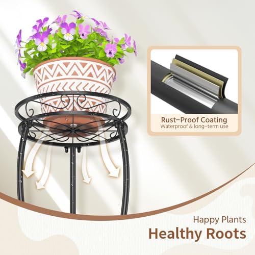 LASZOLA 3 Tiers Metal Corner Plant Flower Stand Tall Indoor Outdoor - Image 5