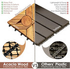PrimeZone 54 PCS Solid Acacia Wood Interlocking Patio Deck Tiles Outdoor - Image 6