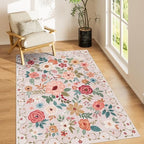 DUKINO 3x5 Area Rug, Floral Washable Rug by DUKINO