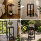 1 Pack 2-Tier Metal Round Side Table Black Accent Coffee Tables Small Space - Image 7