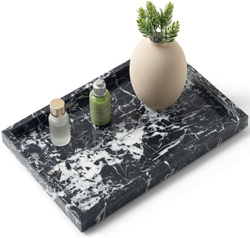 Real Natural Marble Tray for Bathroom, Kitchen Counter & Desktop by Zilukar