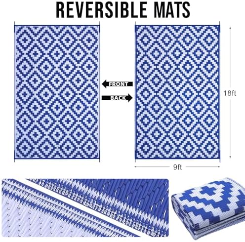 OLANLY Outdoor Rug 9x18 ft Waterproof Reversible Mat - Image 2