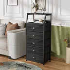 Furnulem Black Dresser for Bedroom, Fabric Dorm Tall Nightstand - Image 2