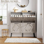 Nicetree Shoe Cabinet with 4 Flip Drawers, Freestanding Shoe Organizer Cabinet - Image 4