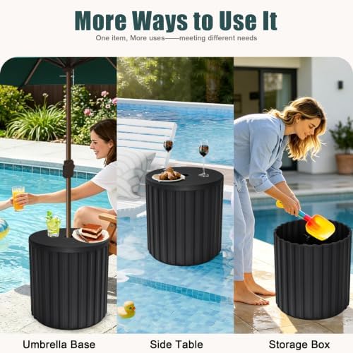 LZRS Patio Side Table, 2-in-1 Patio Umbrella Side Table - Image 6