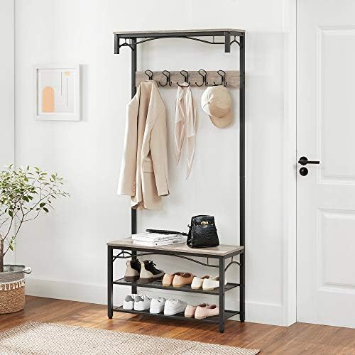 VASAGLE Shoe Bench Rack, 3-Tier Storage Shelf - Image 2
