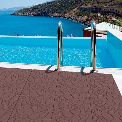 Plastic Interlocking Deck Tiles, 44 Pack, Simulated Cobblestone, Non-Slip Patio - Image 5