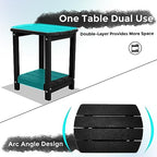 Adirondack Square Outdoor Side Table, 2-Tier Storage Patio Side Table, HDPE End - Image 5