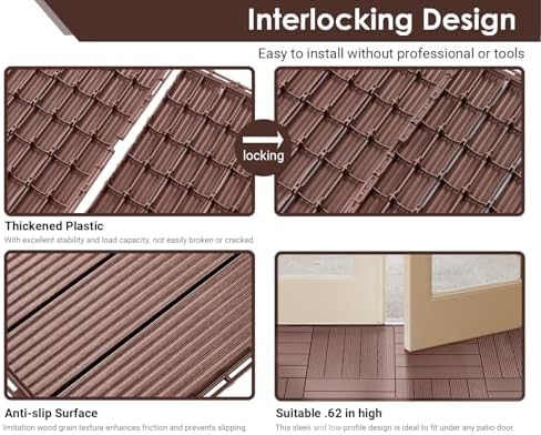 PrimeZone 216 PCS Plastic Interlocking Patio Deck Tiles Outdoor All Weather - Image 3