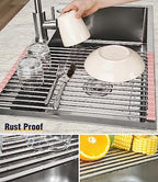 Tomorotec Roll Up Dish Drying Rack Over Sink, 304 Steel - Image 2