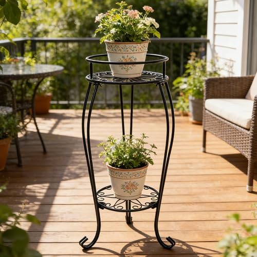 CASIMR 2-Pack Plant Stand, 2 Tier 26.8 inch Tall Metal Potted Holder Rack - Image 5