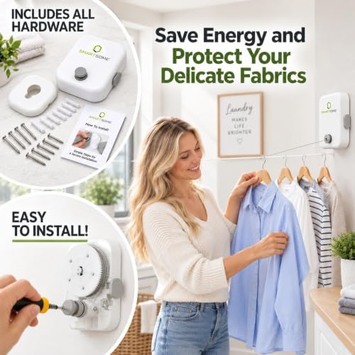 SmartSome Retractable Clothesline 14.3 FT Heavy Duty Wall Mounted Laundry - Image 4