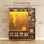 Itaar Hall Tree with Bench and Shoe Storage, Farmhouse Entryway Bench with Coat - Image 3