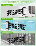 3-Arm Aluminum RV Ladder Clothes Drying Rack w/304 Stainless Steel Clamps - Image 5
