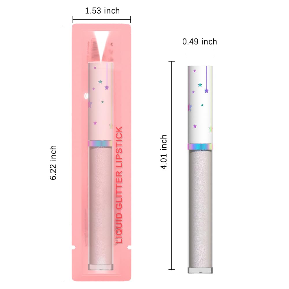 evpct 1Pcs Silver White Metallic Glitter iridescent Liquid Lipstick for Women Long Lasting Waterproof 24, Gray Silver frosted Metallic Glitter Shimmer Chrome Lipsticks Lip Gloss Stains Makeup Set, 11