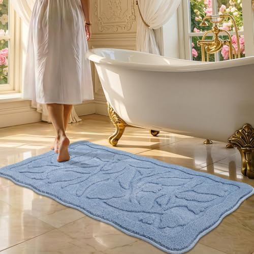 BSICPRO Large Bathroom Rugs, 24x43 Floral Bath Mats by BSICPRO