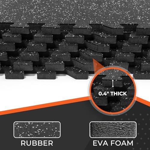 SUPERJARE 0.4'' Thick 12 Pcs 48 Sq Ft Rubber Top Exercise Equipment Mats - Image 6