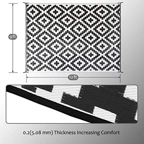 SAND MINE Waterproof Outdoor Rug 9x12 ft, Plastic Reversible Rug, Modern Area - Image 2