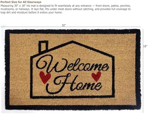 Gardenised Heavy Duty Coco Coir Doormat Non Slip PVC Baking Embossed Welcome - Image 3