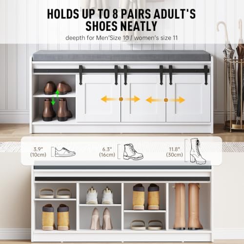42" Farmhouse Shoe Storage Bench - Image 3