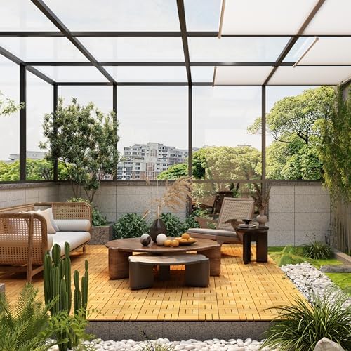 PrimeZone 81 PCS Solid Acacia Wood Interlocking Patio Deck Tiles Outdoor - Image 3