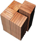 PrimeZone 81 PCS Solid Acacia Wood Interlocking Patio Deck Tiles Outdoor by PrimeZone