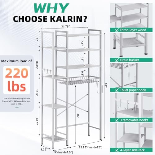 Kalrin 8-Tier Over The Toilet Storage - Image 2