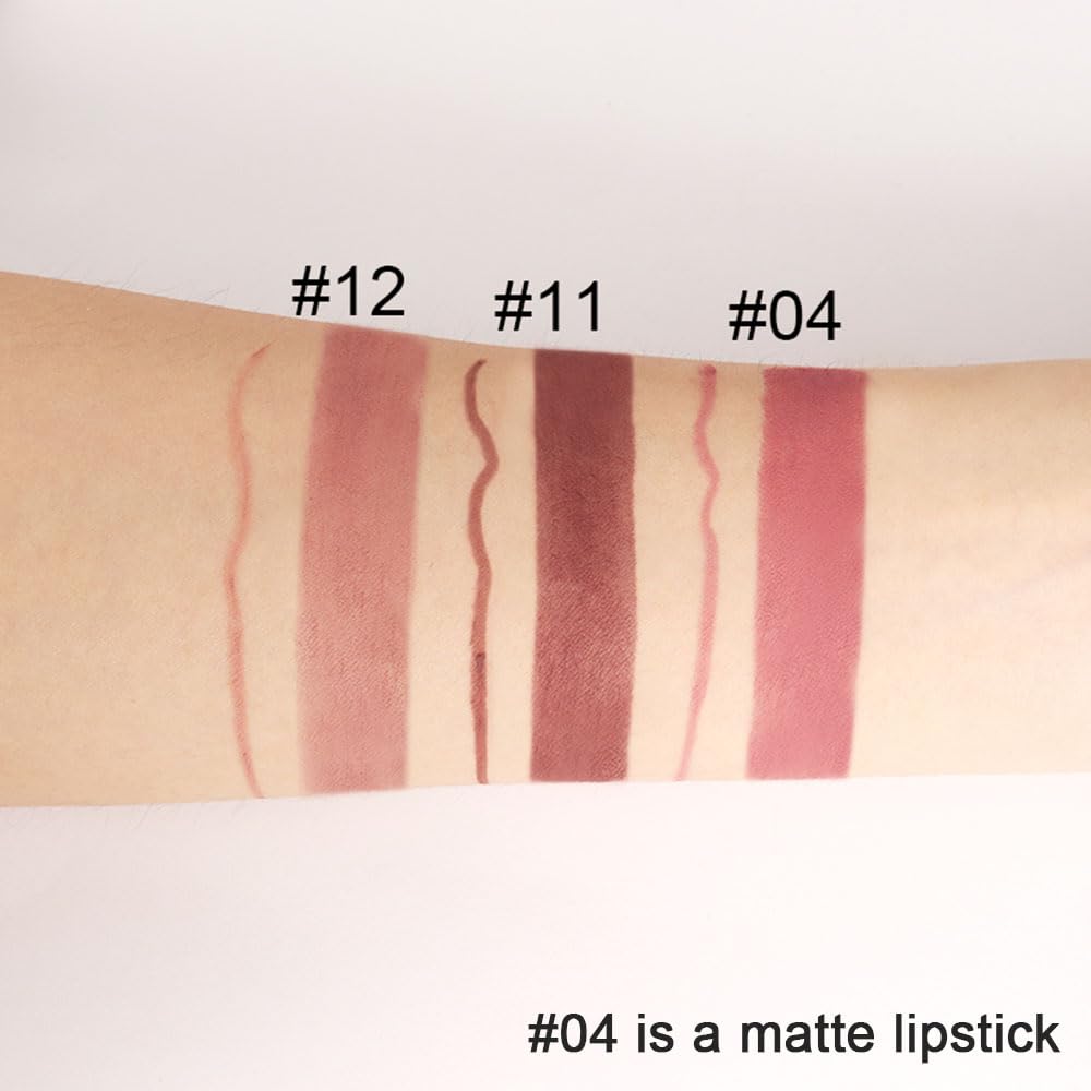 evpct 1Pcs Chestnut Antique Rose Lip Liner and Lipstick Set Kit for Women Matte Lips Kit with Lip Liner Lip Stains Long Lasting Waterproof 24 Hour Lipstick and Lip Liners Combo Lipliners Pencil 04