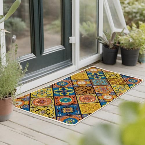 Boho Moroccan Tile Traditional Kitchen Rugs Set of 2 - Image 6