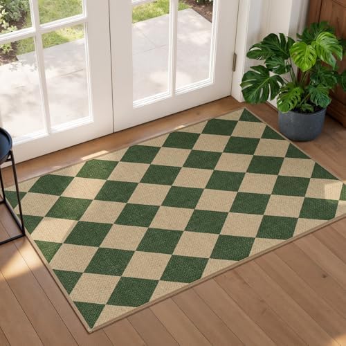 Lessymo Checkered Easy Jute Entryway Rug, 2x3 Washable Front Indoor Mat by Lessymo