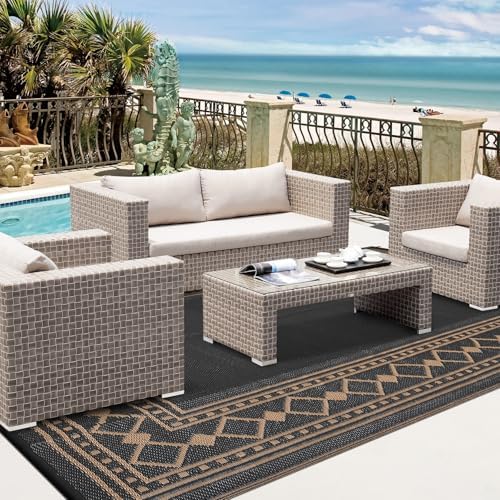 Outdoor Rug Waterproof for Patio, 8x10 Foldable Reversible Plastic Straw Carpet - Image 6