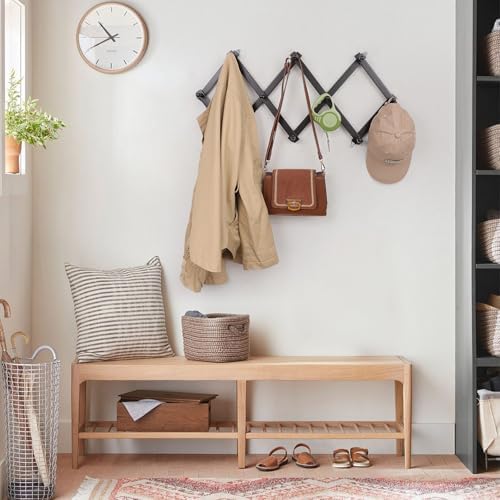 SCUNDA Wall Rack with 10 Hooks, Wooden Wall Expandable Coat Rack - Image 4