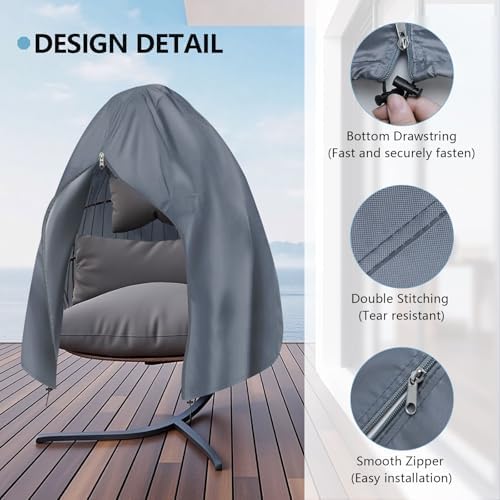 【Upgraded】RICHIE 90”x78” Patio Egg Chair Covers Waterproof & UV Resistant - Image 5