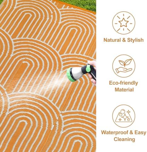 Lahome Outdoor Patio Rug Waterproof 9x12, Camping Rug - Image 4