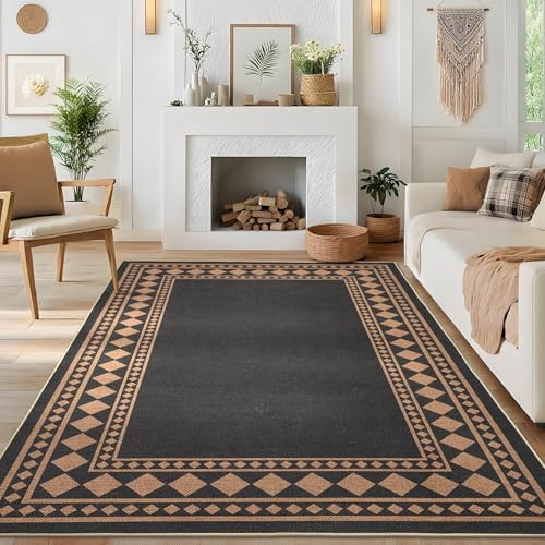 GarveeHome Solid Bordered Easy Jute Rug 5x7 Washable Jute Rugs - Image 3