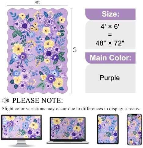 DUKINO 4x6 Area Rug, Non Slip Floral Washable Rug - Image 2
