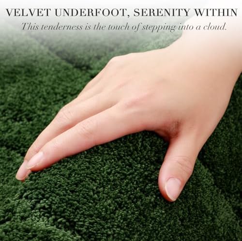 BSICPRO Large Bathroom Rugs, 24X36 Scalloped Bath Mats, Forest Green - Image 2