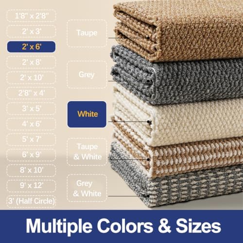 Faux Jute Runner Rug 2'x6', Washable & Non-Slip, Off White - Image 3