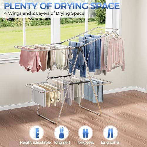 APEXCHASER Large Stainless Steel Clothes Drying Rack, Generous Drying Area - Image 6