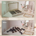 8 Slots Sunglass Organizer, PU Leather Eyewear Display Tray - Image 4