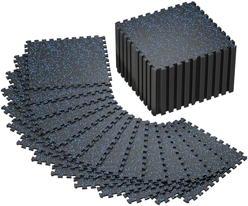 SUPERJARE 0.4'' Thick 48 Pcs 192 Sq Ft Rubber Top Exercise Equipment Mats by SUPERJARE