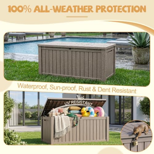 EFU Outdoor Storage Box Waterproof, 330 Gal Gen 2 Resin Deck Box Gas Struts - Image 6