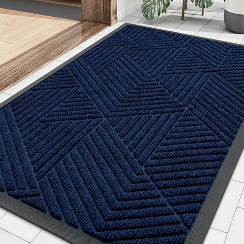 Smiry Front Door Mat Outside Entrance, Low Profile Rubber Doormat by Smiry
