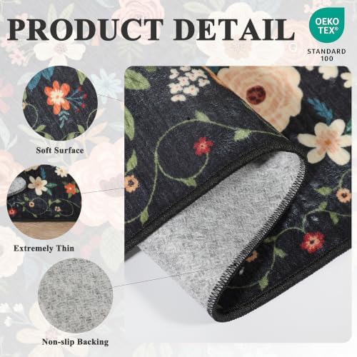 DUKINO 4x5 Area Rug for Entryway, Soft Floral Washable Rug Non Slip - Image 5