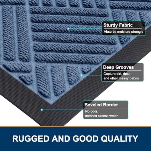 Smiry Front Door Mat Outside Entrance, Natural Rubber Doormat, 47x32 Inch - Image 4