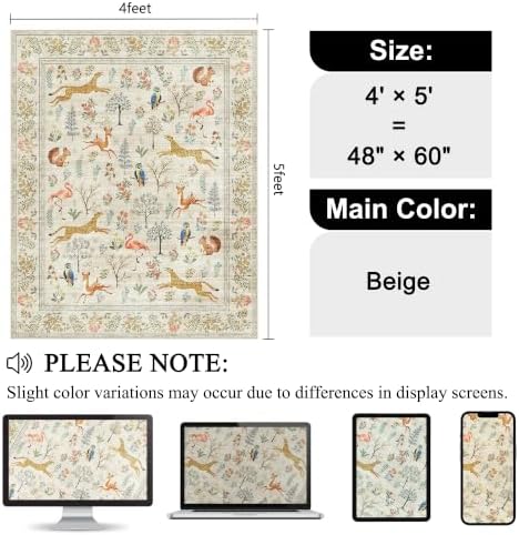 DUKINO 4x5 Area Rug, Washable Animal Rug - Image 2