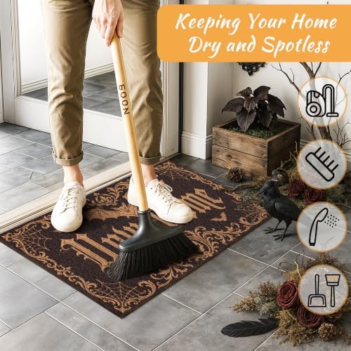 Halloween Front Door Mat Gothic Bat Skull Doormat - Image 5